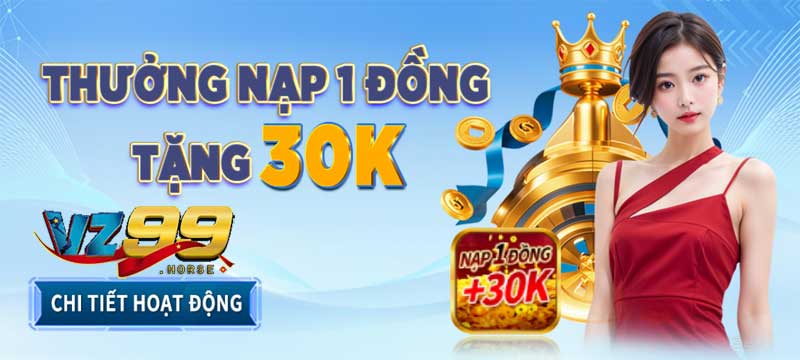 VZ99 thưởng nạp 1 đồng tặng 30k
