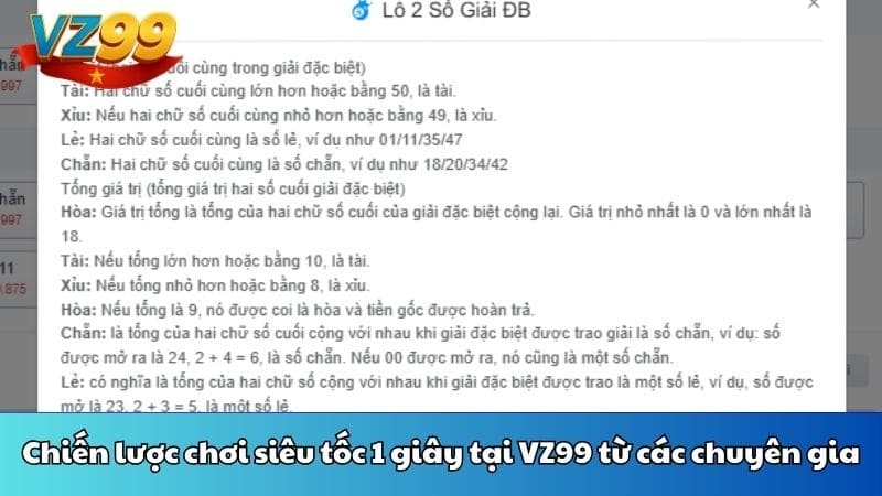 Chiến lược chơi siêu tốc 1 giây tại VZ99 từ các chuyên gia